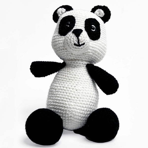 panda bamse i sort hvid strik