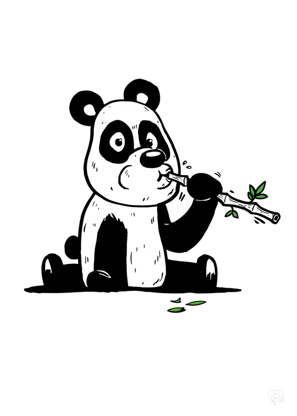 Plakat af en panda som gnasker i en bambuspind