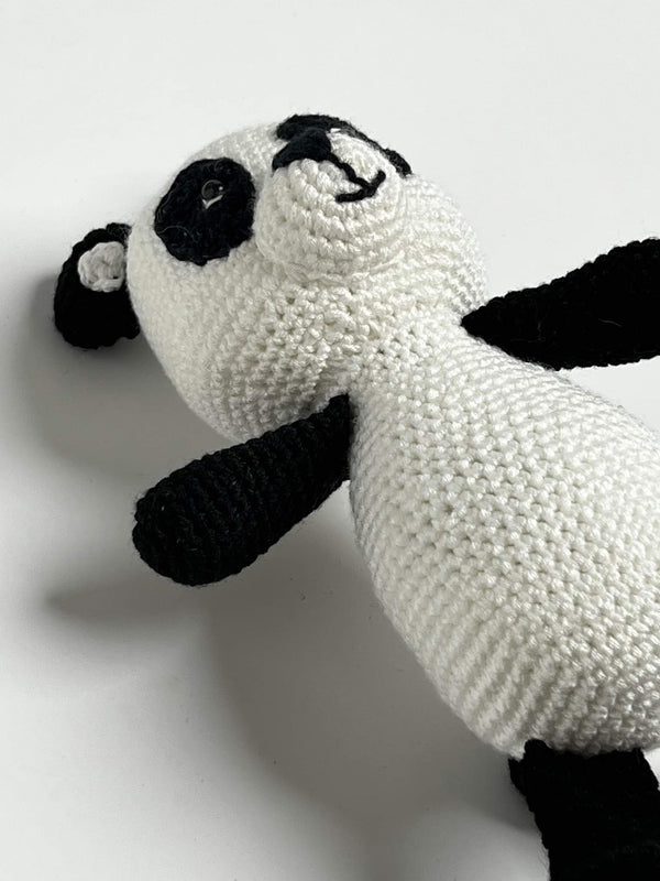 panda bamse i sort/hvid strik